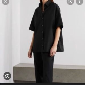 The Row Black Oversized Button Down Shirt